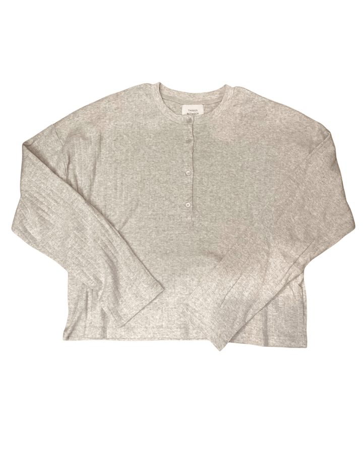 Pointelle Knit Ribbed Henley Top - eloise boutique