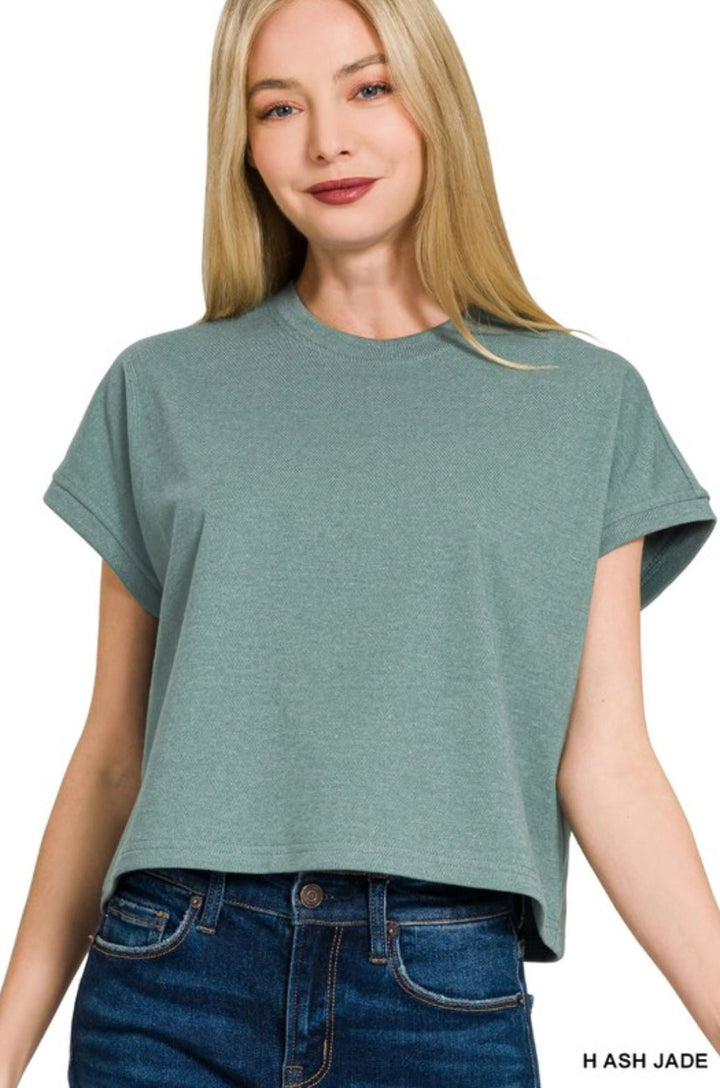 Premium Cotton Relaxed Crop Tee - eloise boutique