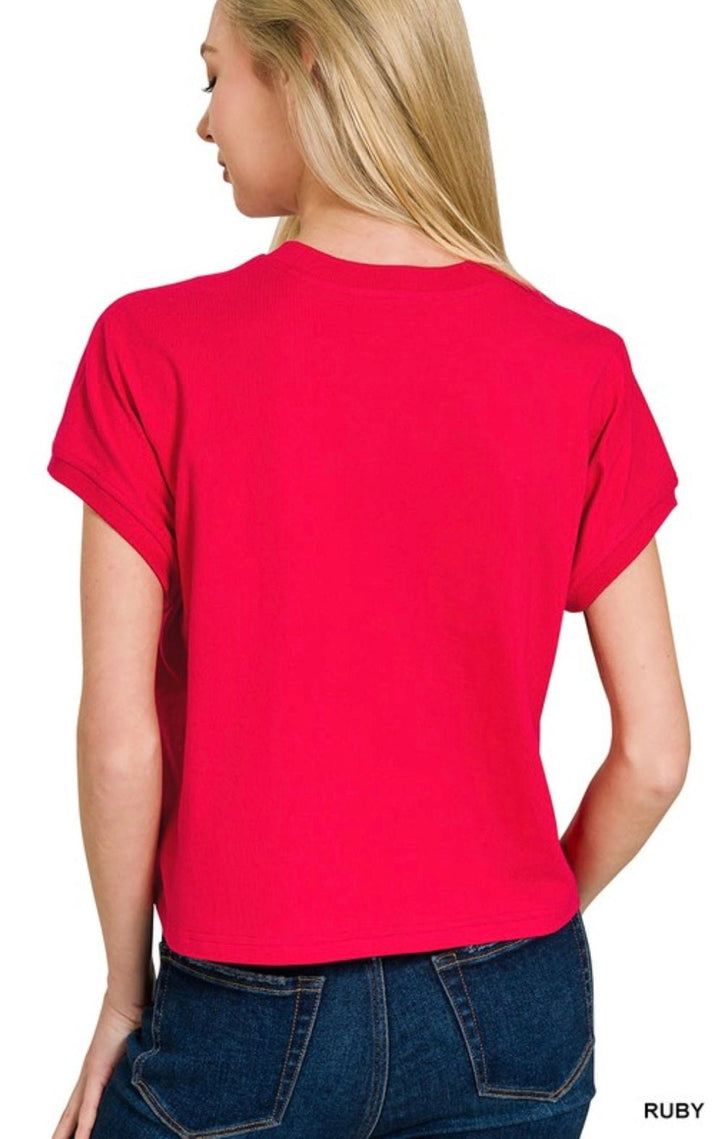Premium Cotton Relaxed Crop Tee - eloise boutique