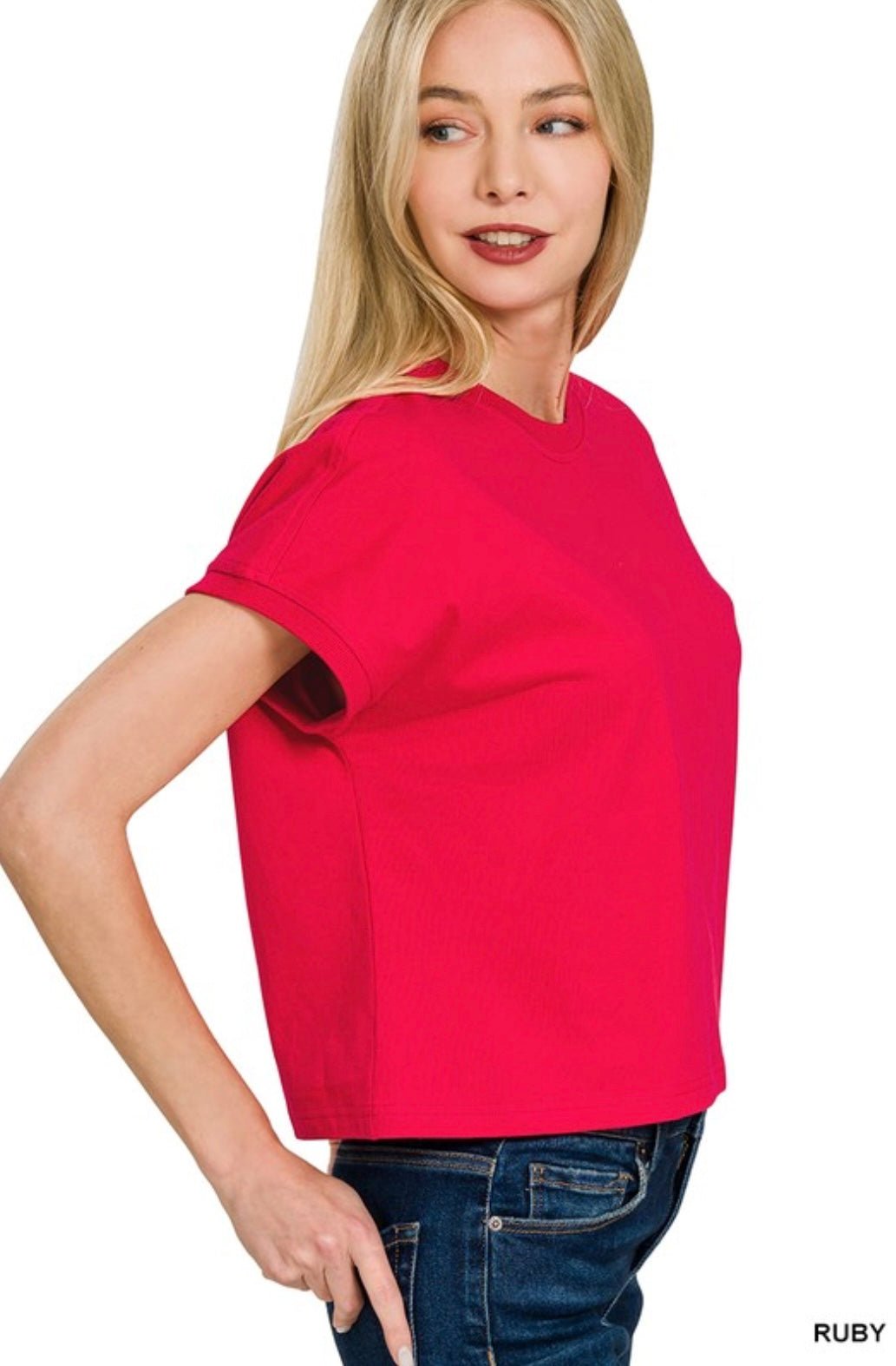 Premium Cotton Relaxed Crop Tee - eloise boutique