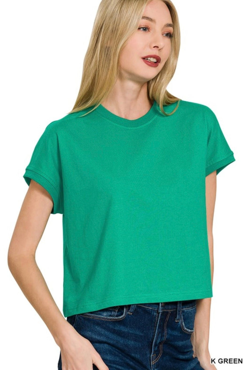 Premium Cotton Relaxed Crop Tee - eloise boutique