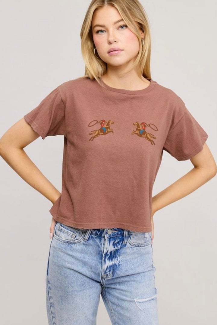 “Puff” Stitch Cowgirl Graphic Tee - eloise boutique