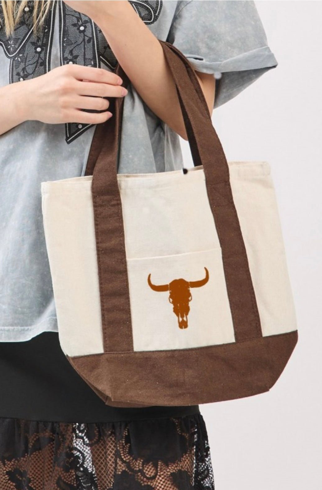 “Puff” Vintage Longhorn Graphic Canvas Mini Bag - eloise boutique