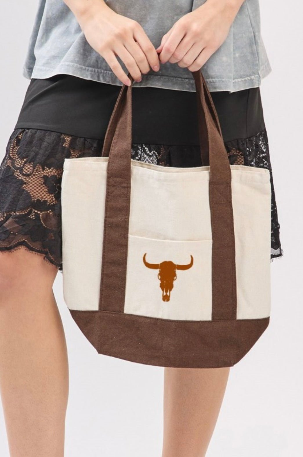 “Puff” Vintage Longhorn Graphic Canvas Mini Bag - eloise boutique