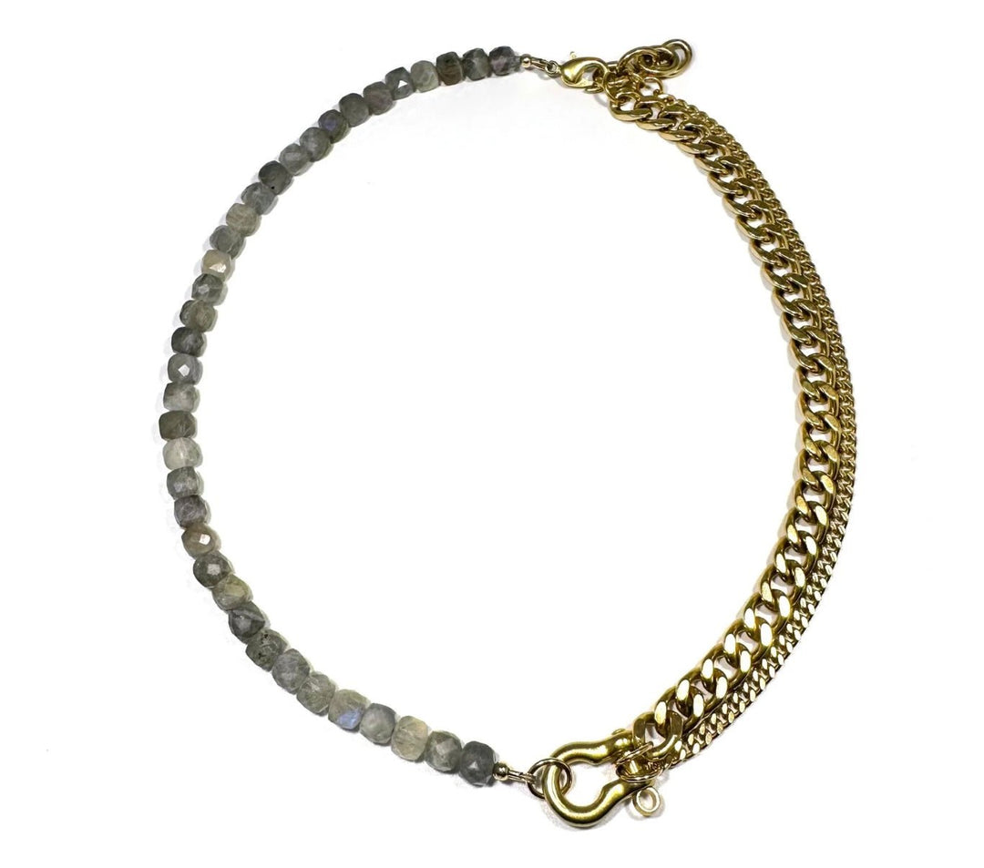 Rachel Nathan Beads & Shackle Necklace Shackle Duo : Labradorite - eloise boutique