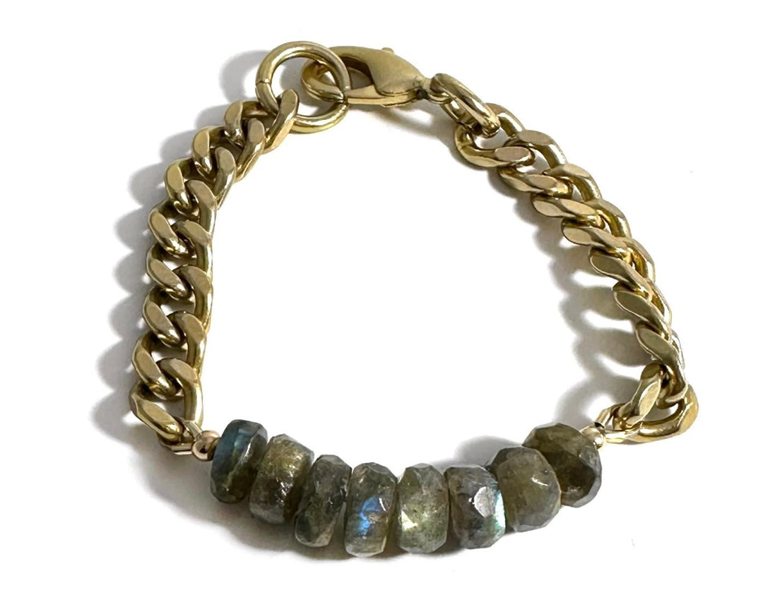Rachel Nathan Bracelet Remix : Faceted Labradorite Rondelles - eloise boutique