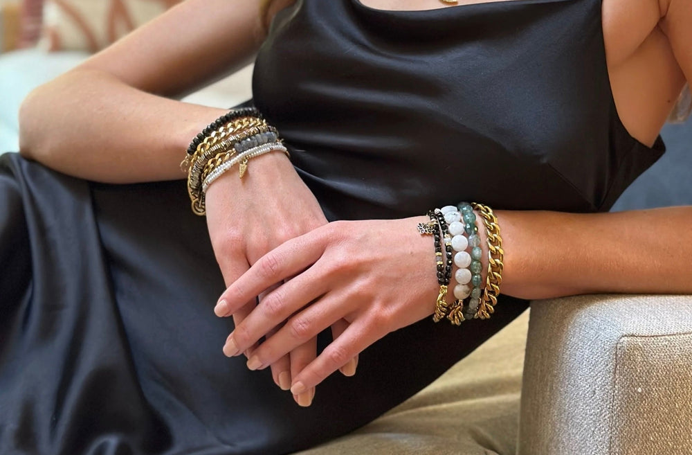 Rachel Nathan Bracelet Remix : Faceted Labradorite Rondelles - eloise boutique