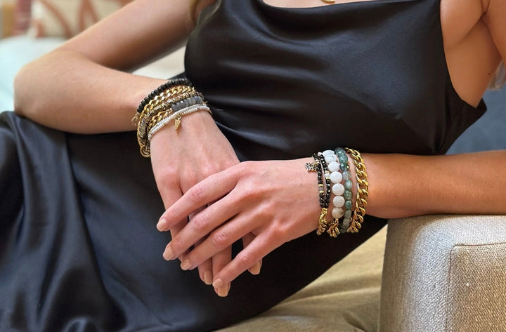 Rachel Nathan Bracelet Remix : Faceted Labradorite Rondelles - eloise boutique
