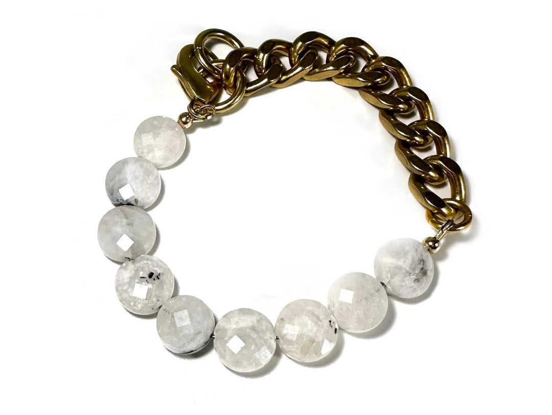 Rachel Nathan Bracelet Remix : Moonstone Coin - eloise boutique
