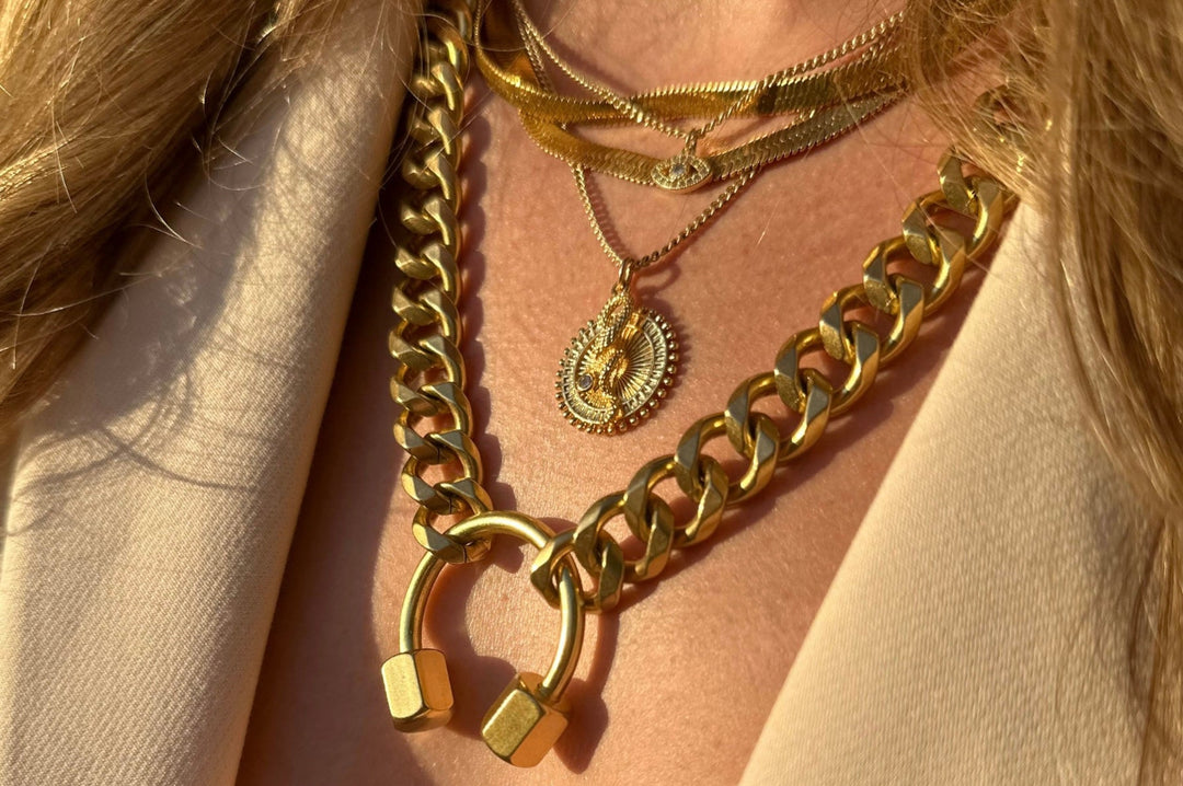Rachel Nathan Pendant &amp; Curb Necklace Queen Snake - eloise boutique
