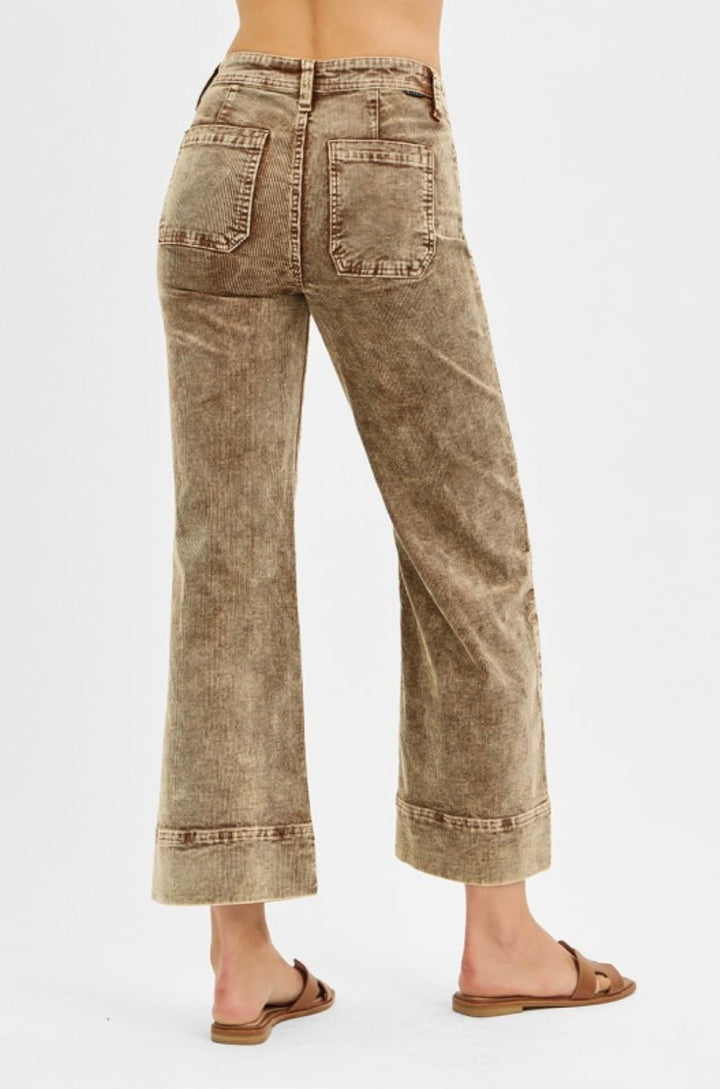 Risen Jeans High Rise Crop Straight Corduroy Pants - eloise boutique