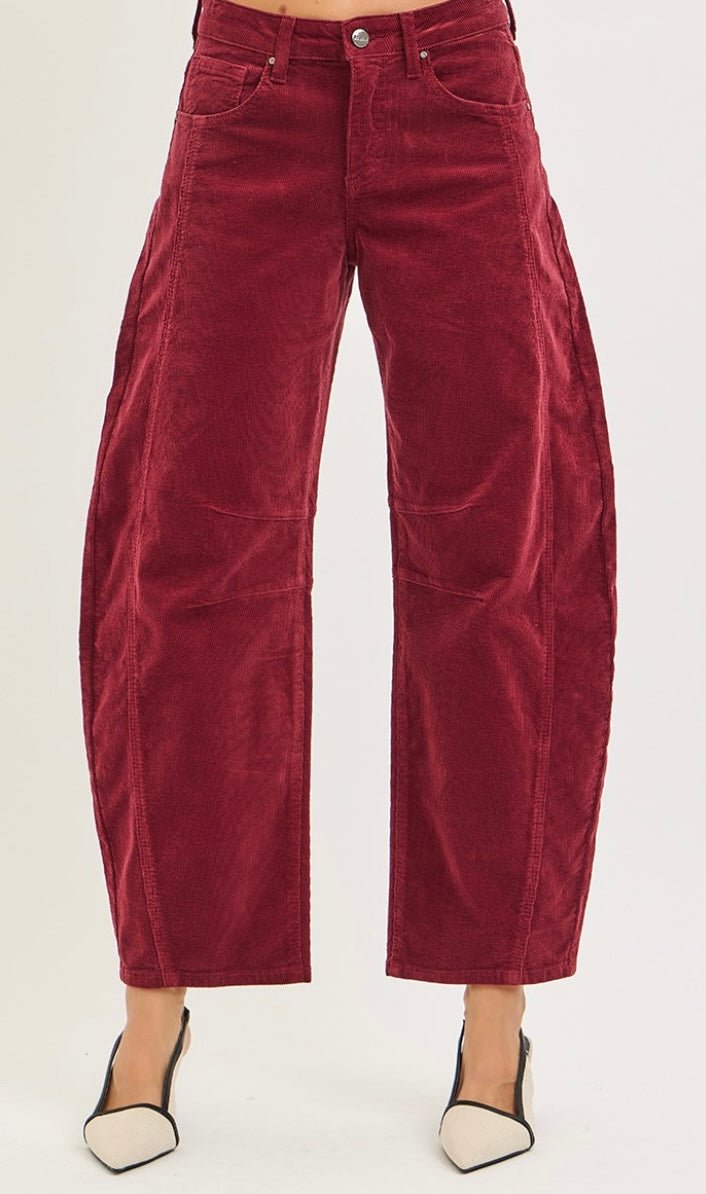 Risen Jeans Slouchy Ankle Barrel Corduroy Pants - eloise boutique