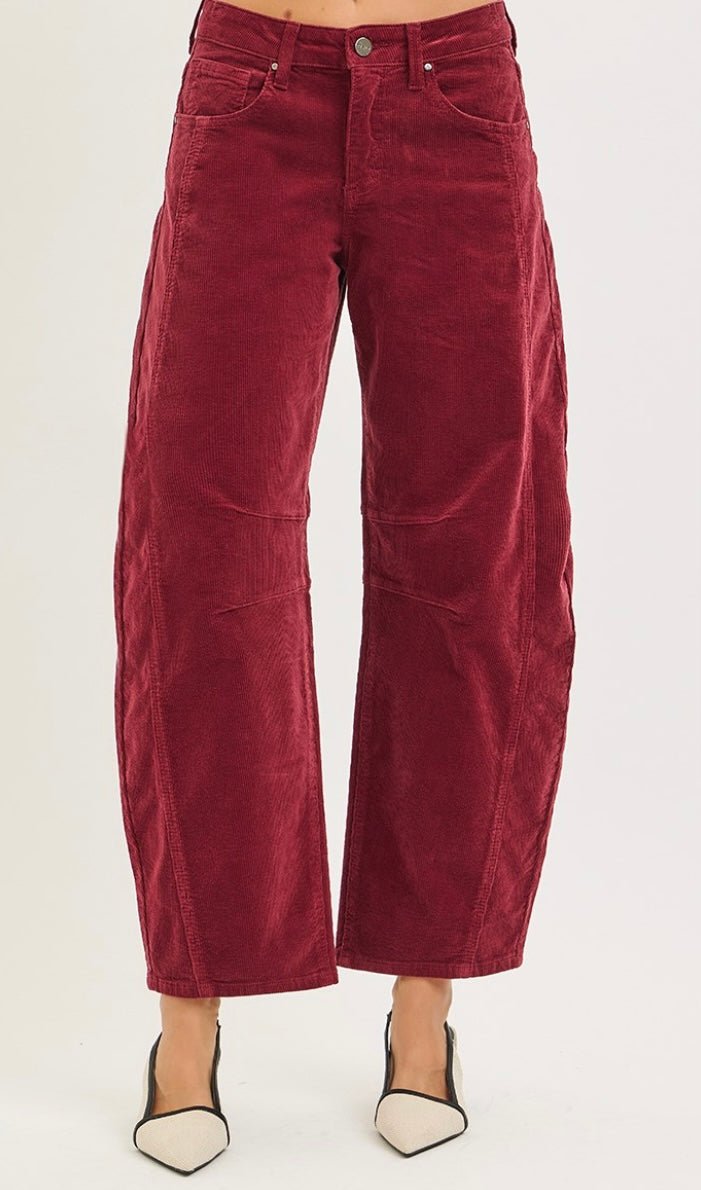 Risen Jeans Slouchy Ankle Barrel Corduroy Pants - eloise boutique