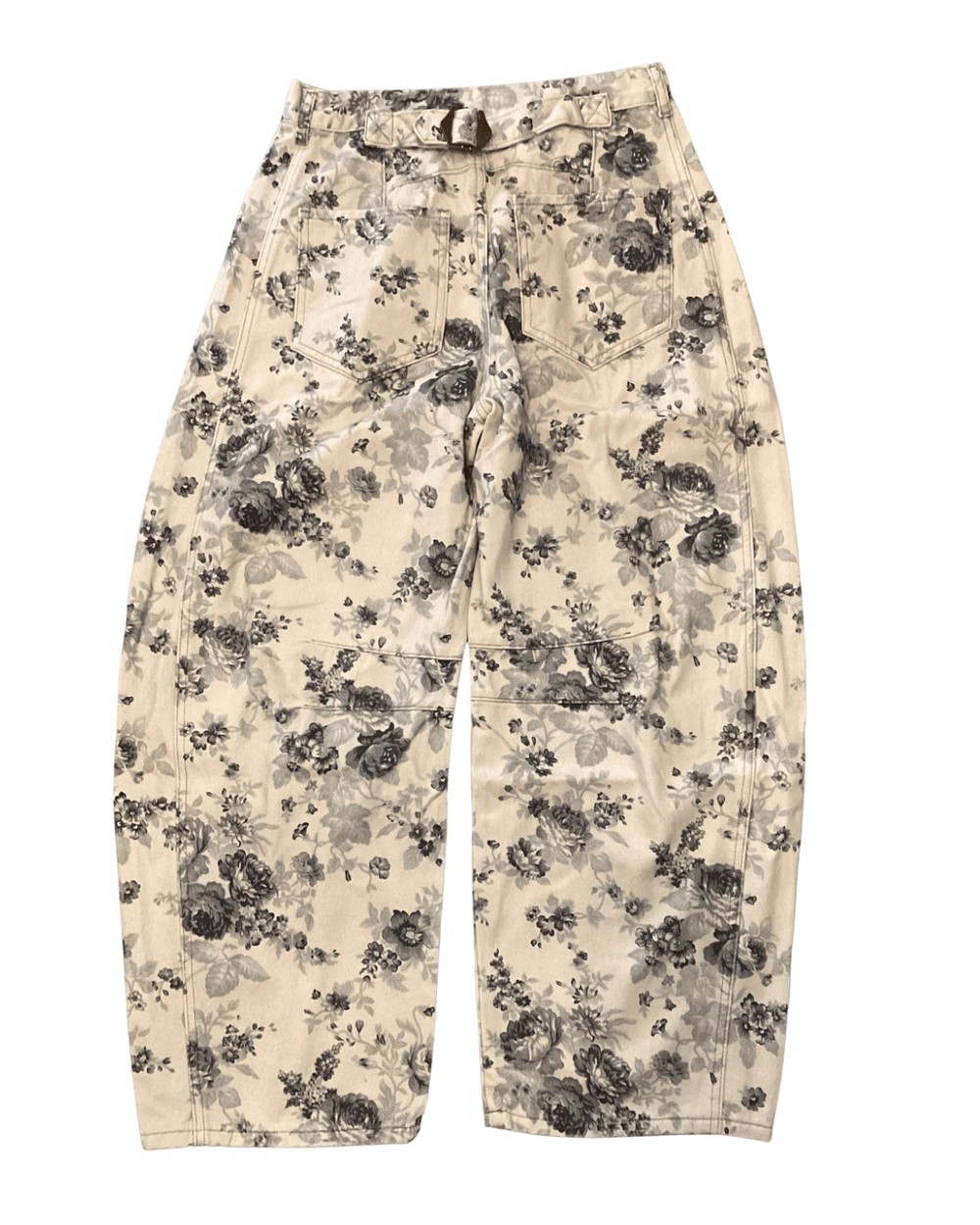 Rose Printed Barrel Jeans - eloise boutique