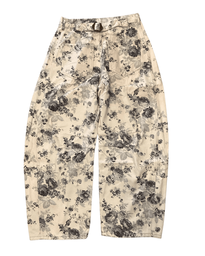 Rose Printed Barrel Jeans - eloise boutique