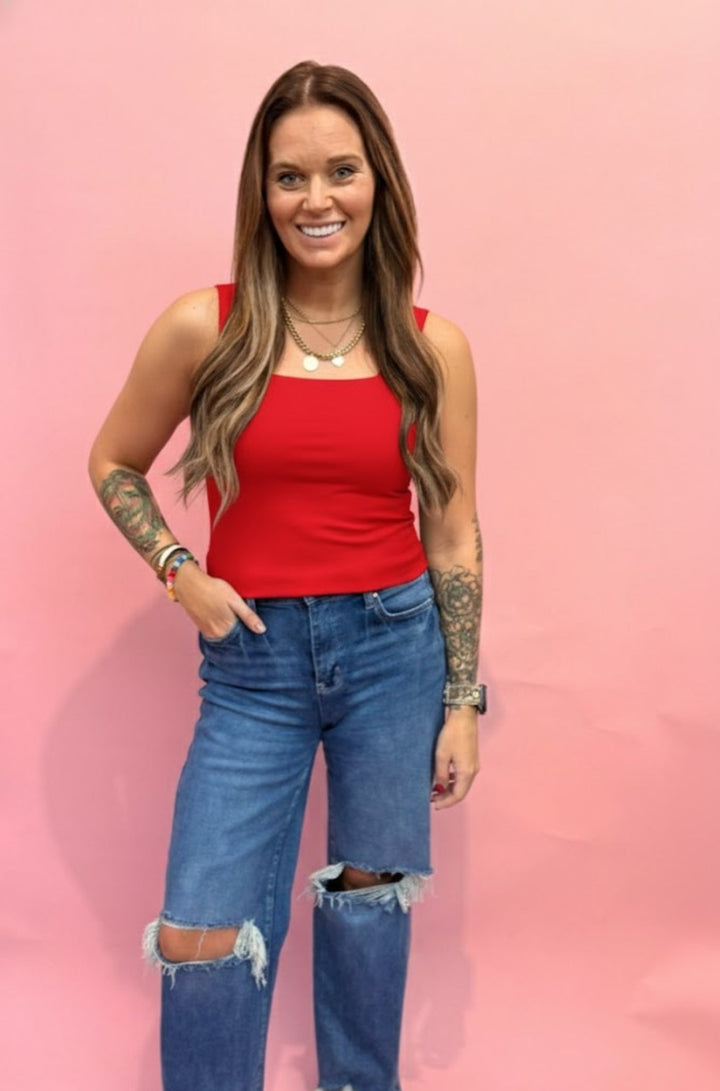 Seamless Double Layer Square Neck Tank - eloise boutique