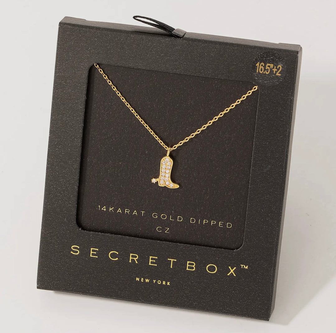 Secret Box Cowboy Boot Necklace - eloise boutique