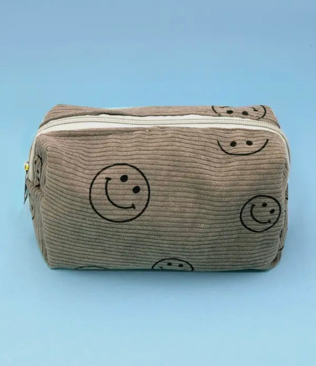 Smiley Cosmetic Makeup Pouch Grey - eloise boutique