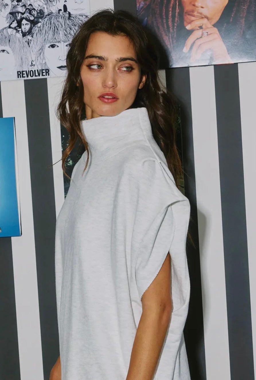 Solid Mock - Neck Oversized Muscle Top - eloise boutique