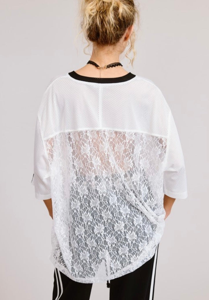 Sporty Chic 85 Jersey Top Contrast Lace - eloise boutique