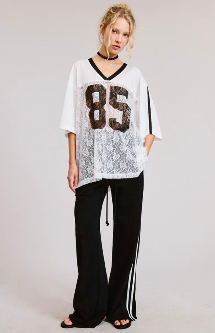Sporty Chic 85 Jersey Top Contrast Lace - eloise boutique