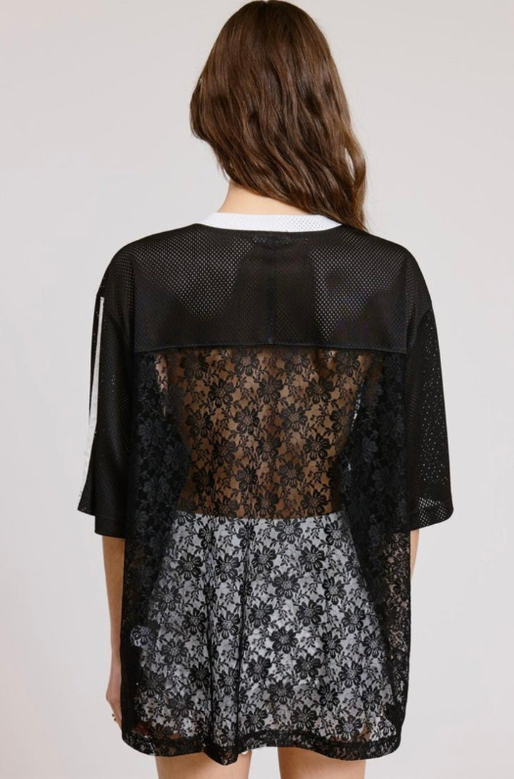 Sporty Chic 85 Jersey Top Contrast Lace - eloise boutique
