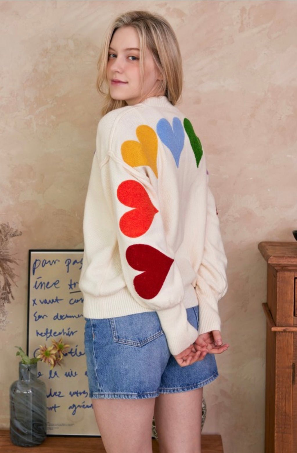 Spread Love Rainbow Heart Oversized Pullover - eloise boutique