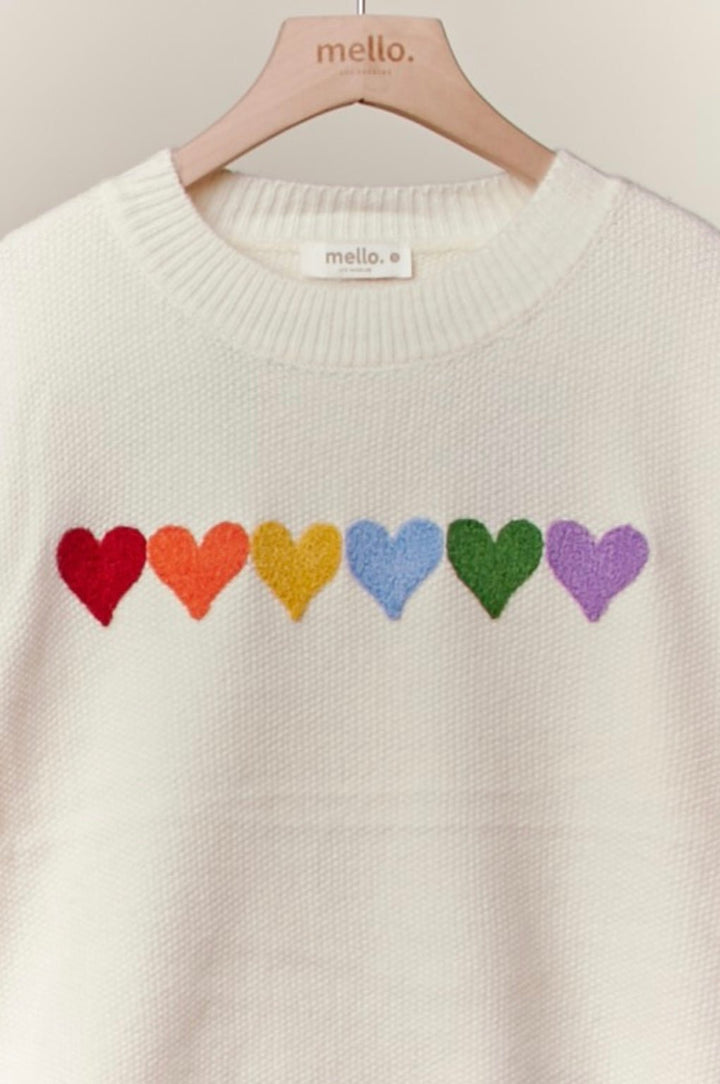 Spread Love Rainbow Heart Oversized Pullover - eloise boutique