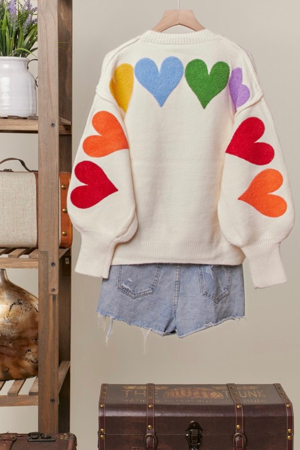 Spread Love Rainbow Heart Oversized Pullover - eloise boutique
