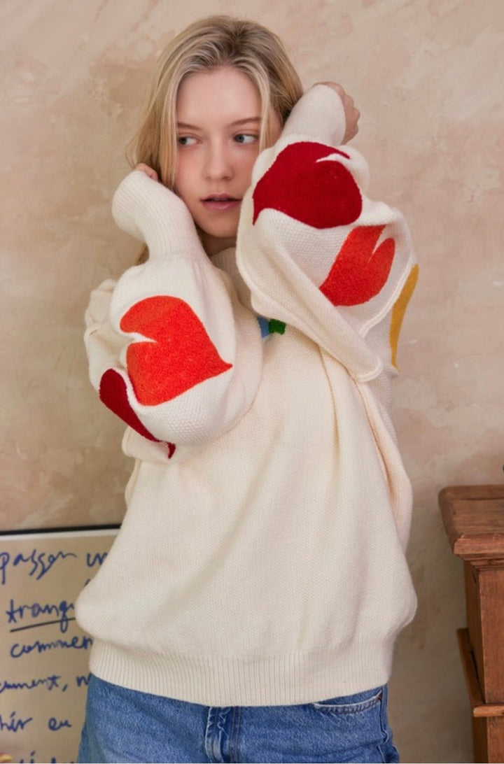 Spread Love Rainbow Heart Oversized Pullover - eloise boutique