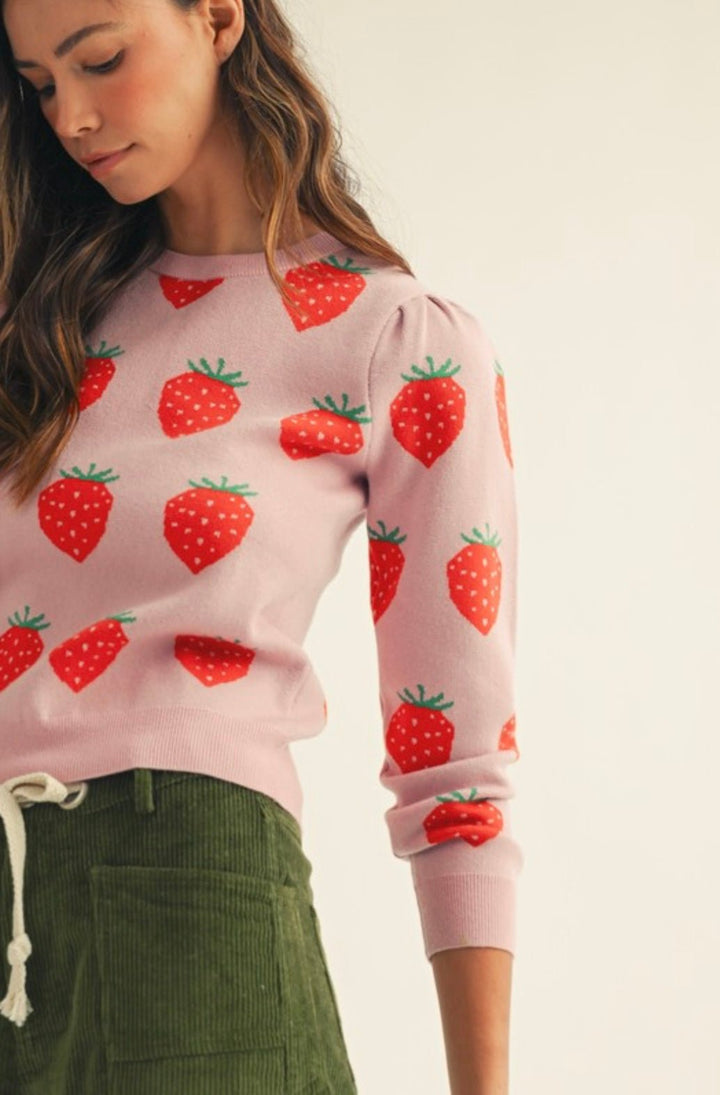Strawberry Knit Sweater - eloise boutique