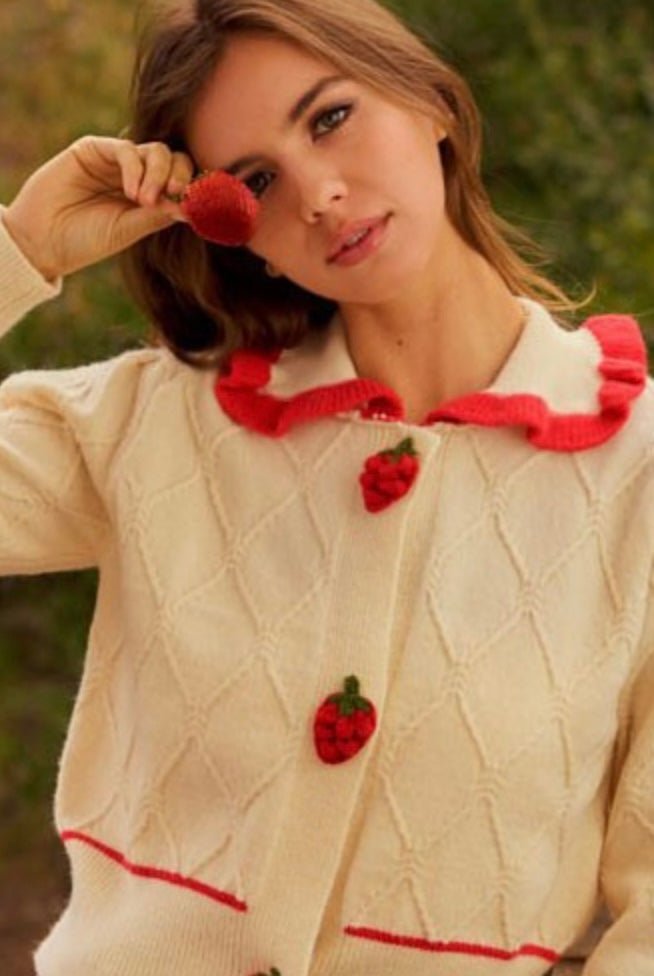 Strawberry Sailor Collar Cardigan - eloise boutique