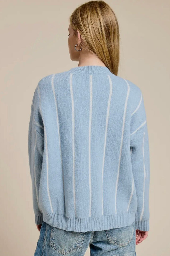 Striped Button Down Knit Cardigan - eloise boutique