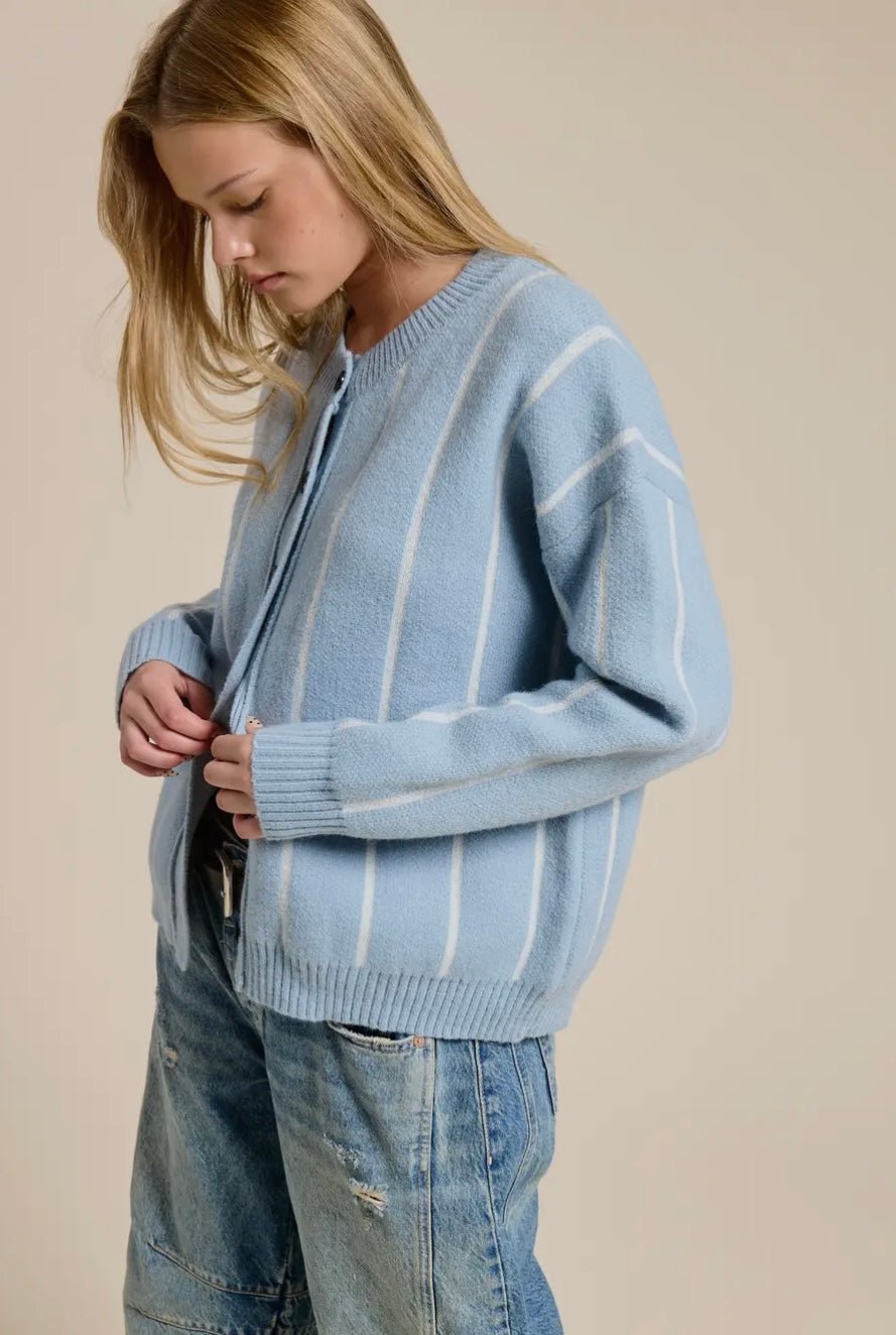 Striped Button Down Knit Cardigan - eloise boutique