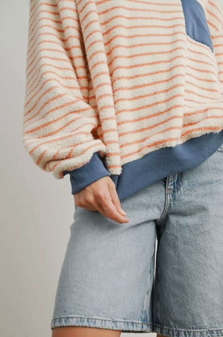 Striped Oversized Crewneck Long Sleeve Sweater - eloise boutique