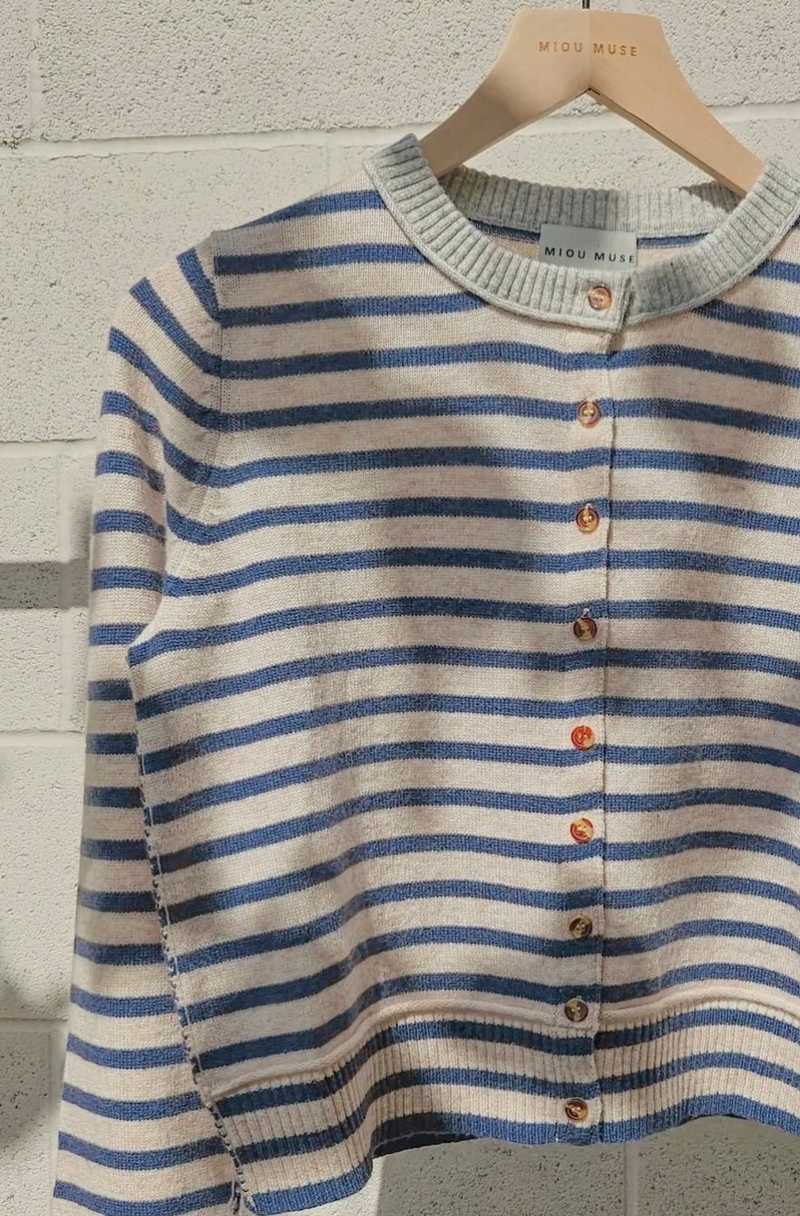 Striped Pattern Button Front Cardigan - eloise boutique