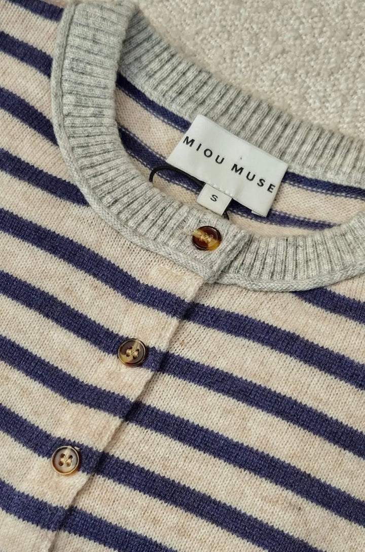 Striped Pattern Button Front Cardigan - eloise boutique