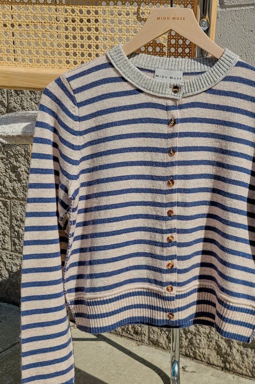 Striped Pattern Button Front Cardigan - eloise boutique
