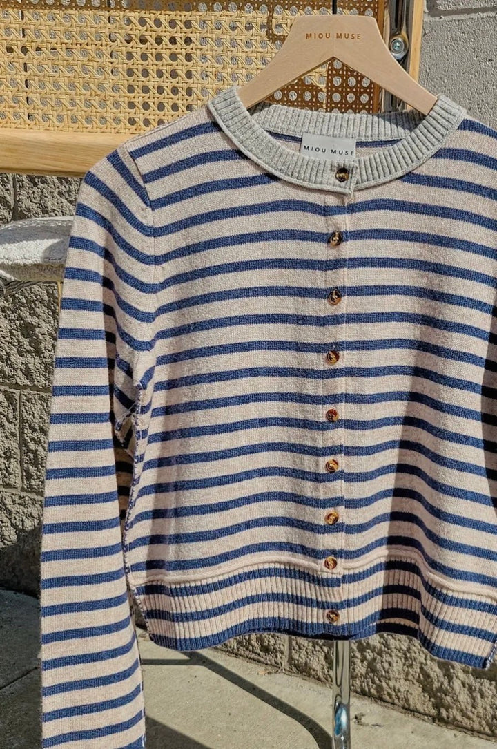 Striped Pattern Button Front Cardigan - eloise boutique