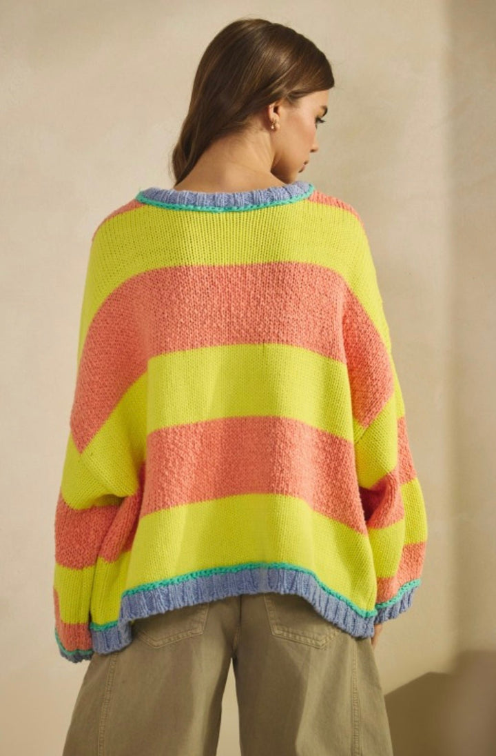 Sunset Seeker Ribbed Stripe Sweater - eloise boutique