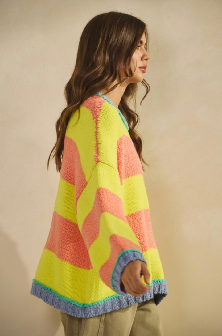 Sunset Seeker Ribbed Stripe Sweater - eloise boutique