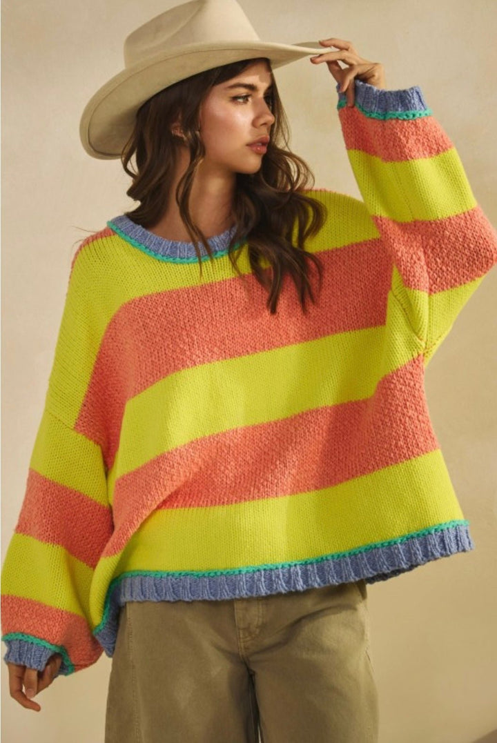 Sunset Seeker Ribbed Stripe Sweater - eloise boutique