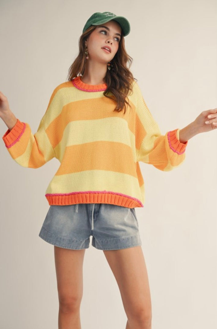 Sunshine &amp; Sorbet Stripe Ribbed Sweater - eloise boutique