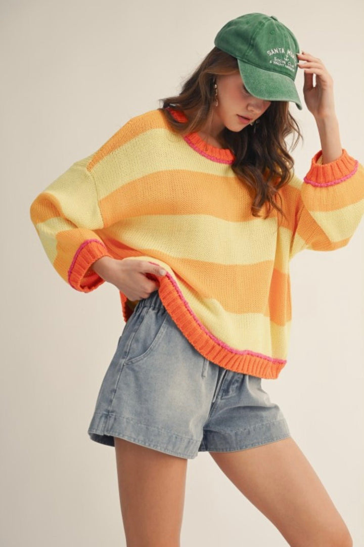Sunshine &amp; Sorbet Stripe Ribbed Sweater - eloise boutique