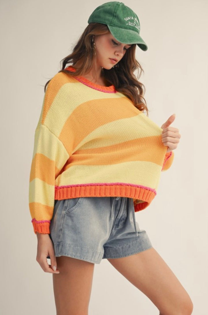 Sunshine &amp; Sorbet Stripe Ribbed Sweater - eloise boutique