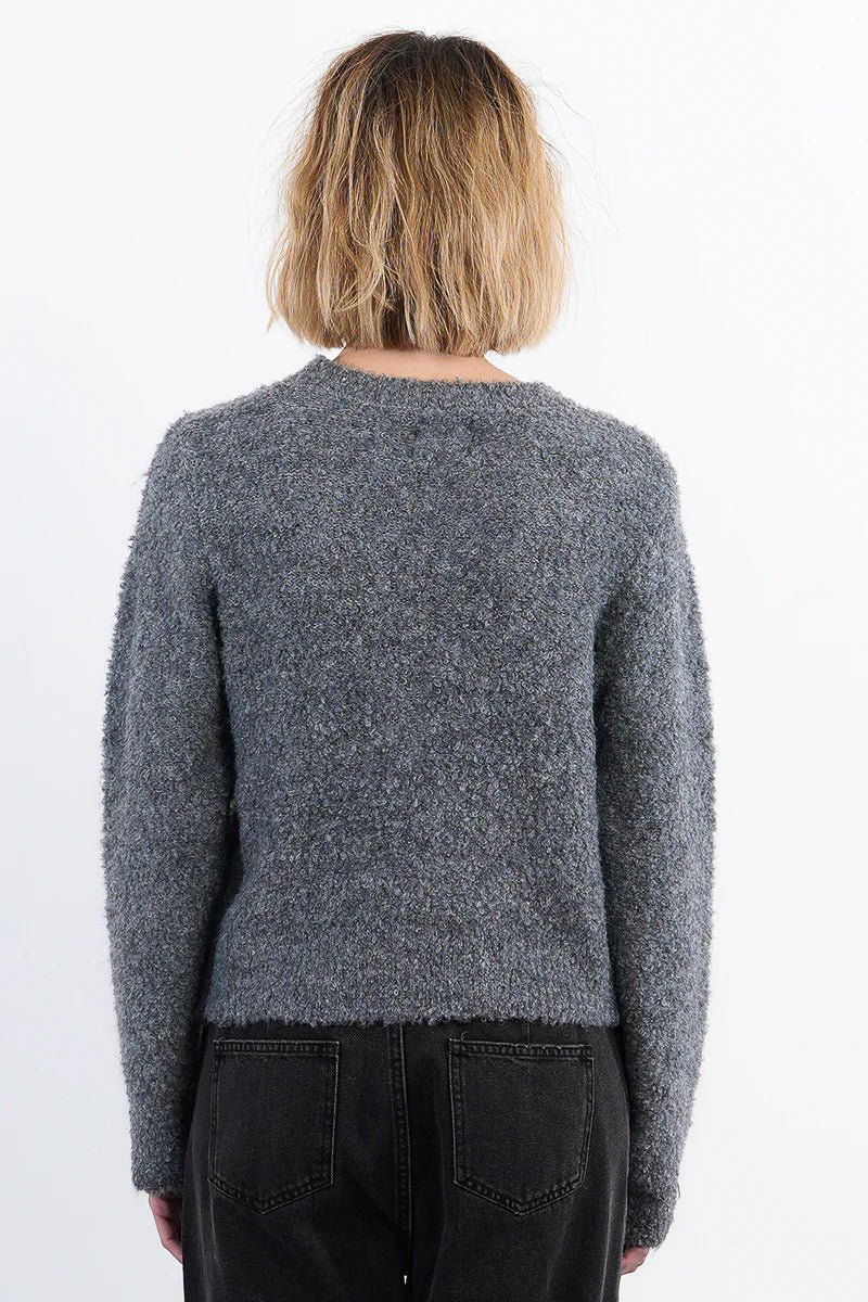 Sweetheart Popcorn Knit Grey Sweater - eloise boutique