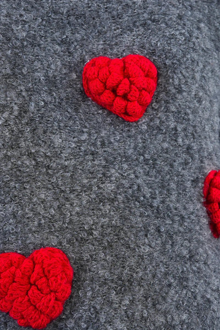 Sweetheart Popcorn Knit Grey Sweater - eloise boutique