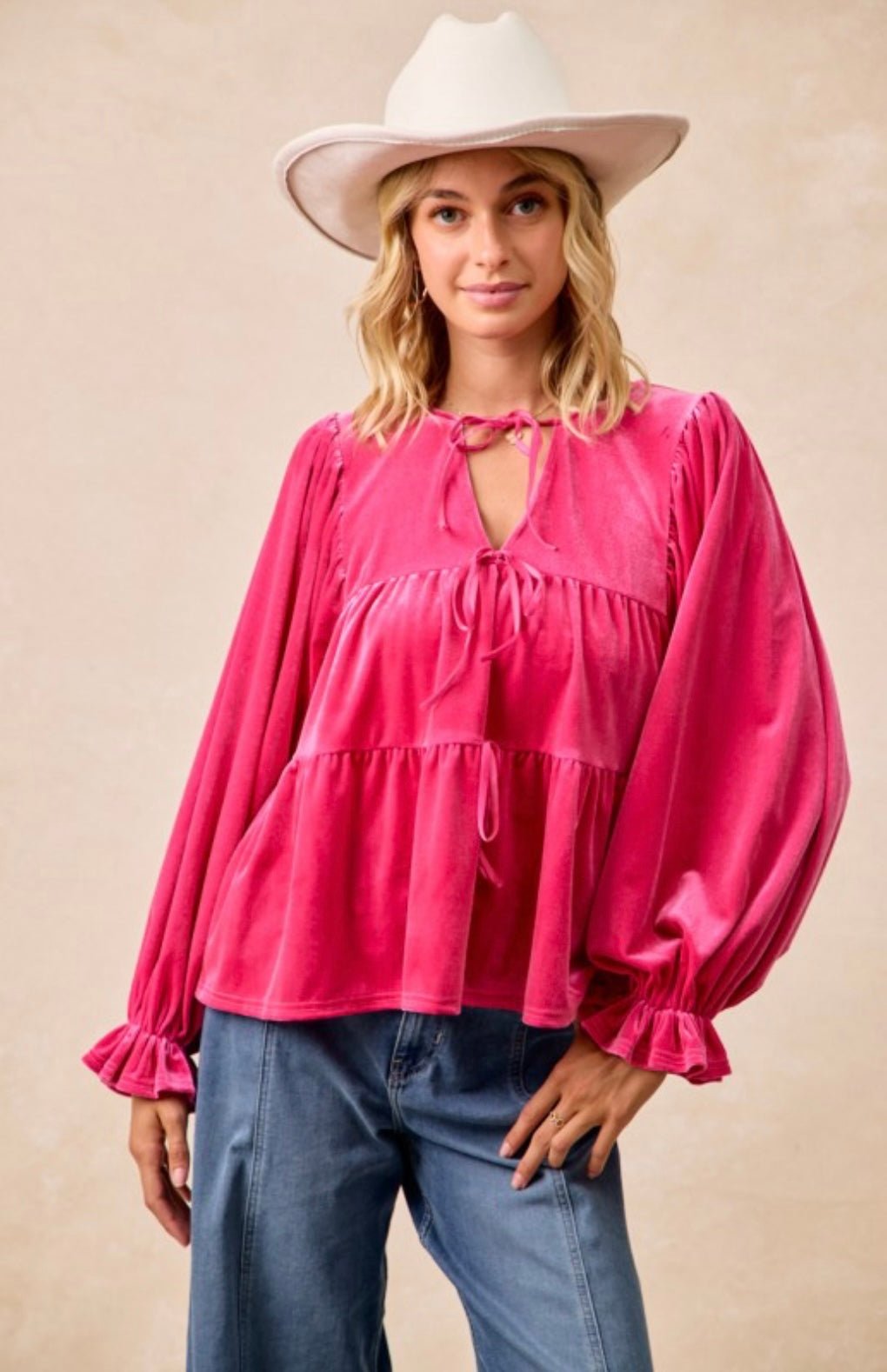 Sweetheart Velvet Bow Top - eloise boutique