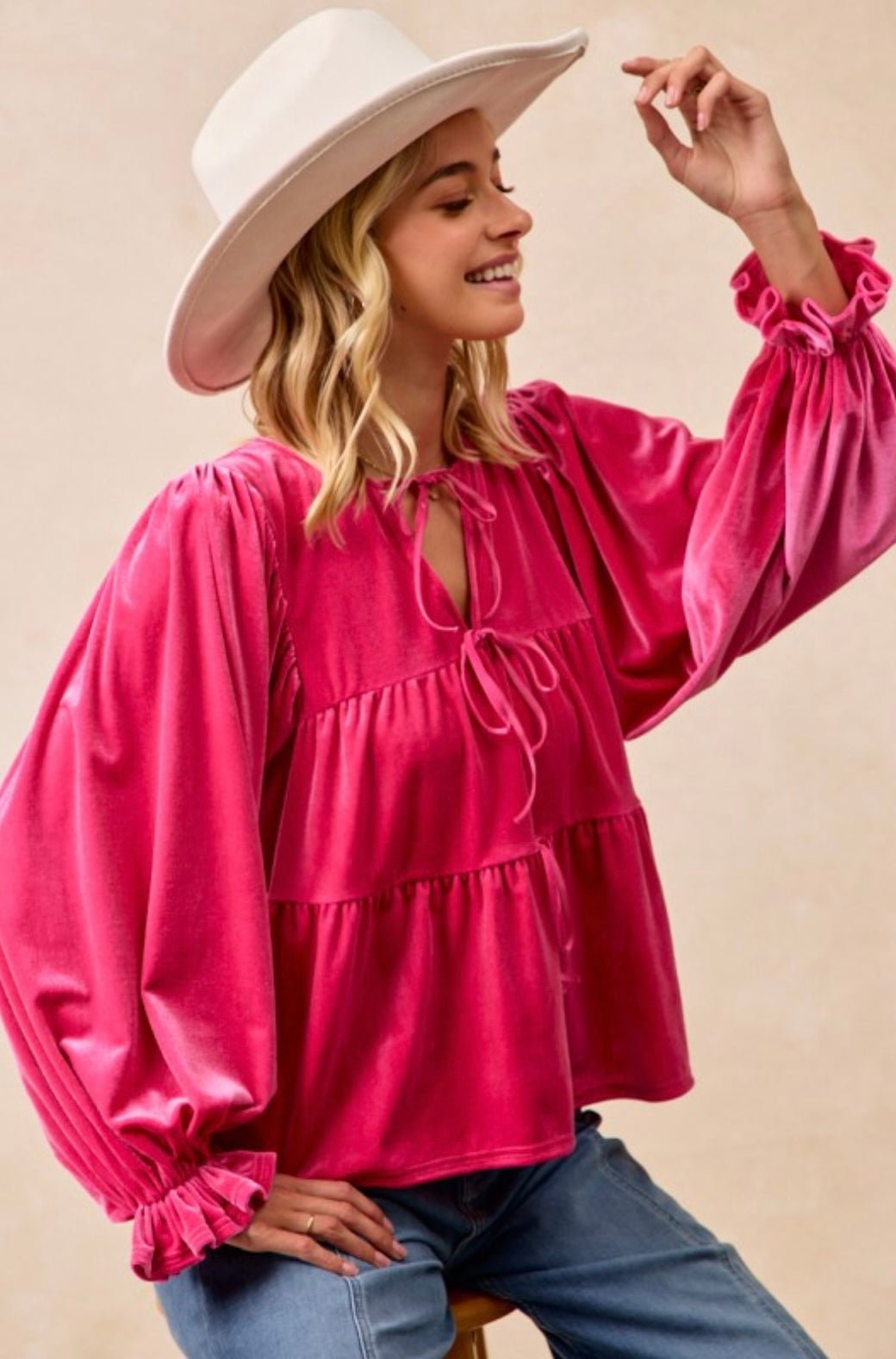 Sweetheart Velvet Bow Top - eloise boutique
