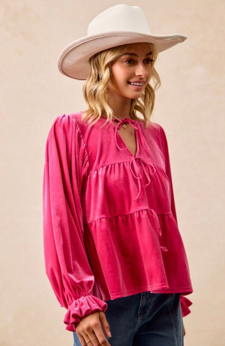 Sweetheart Velvet Bow Top - eloise boutique